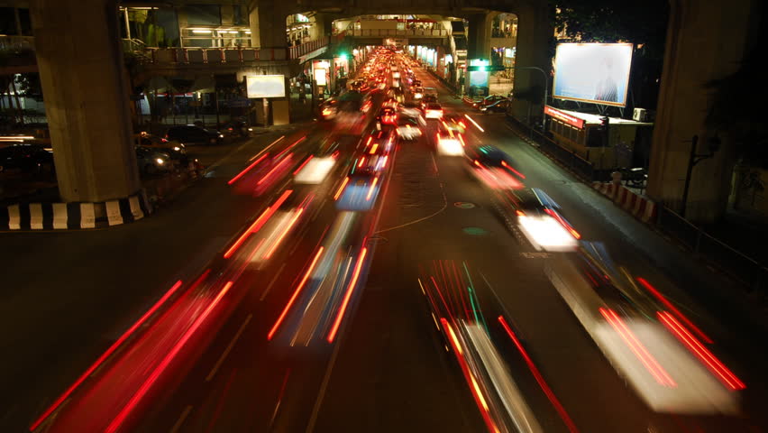 time-lapse video of traffic at an intersection at Siam Square in Bangkok