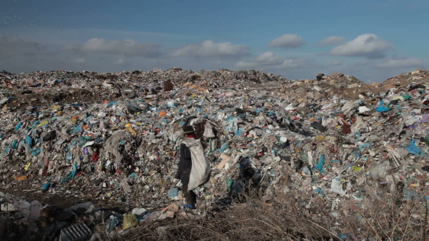 woman working in the landfill
