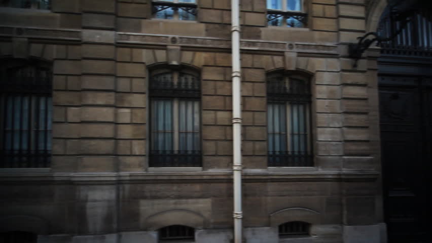 Elysee Palace - residence President of France in Paris day, view from window bus passing