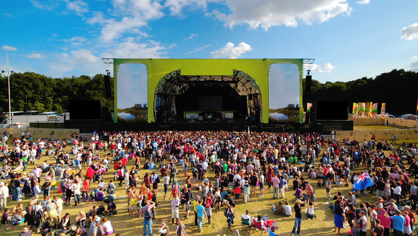 Music Festival Crowds and Stage