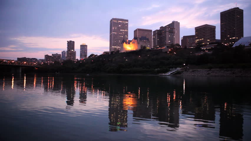 Waterfront view of downtown Edmonton, AB