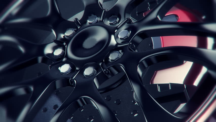 360ÃâÃÂ° black wheel rim rotation, very elegant and stylish, super close Up.. seamless loop, rendered with extreme level of details for HD