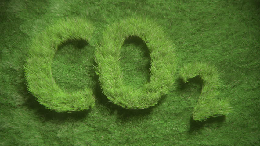 CO2 icon created by growing grass moving in subtle wind, rendered with Extreme Details for FulHD