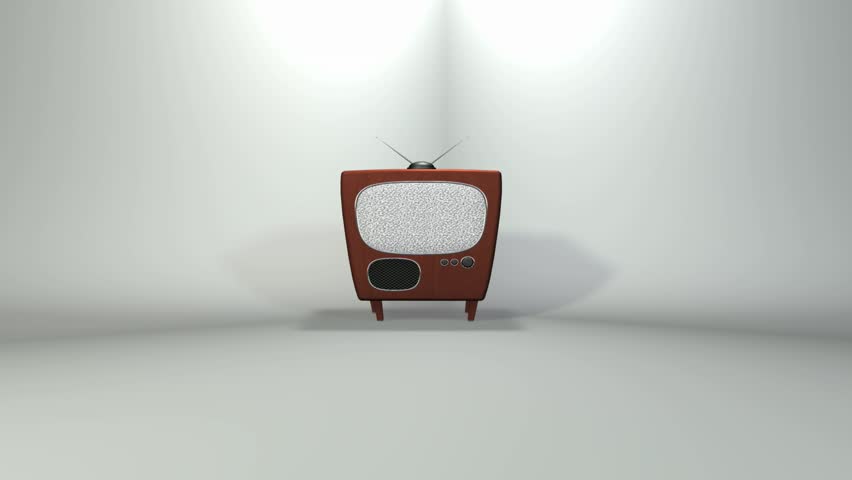 3D animation of an old tube tv that's really excited to show you something.