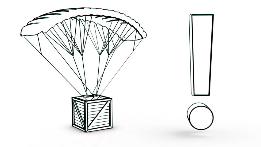 parachute box with exclamation point 