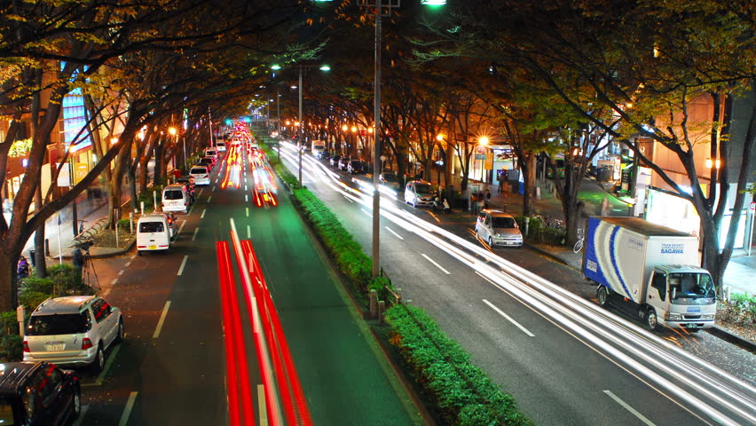TOKYO - NOVEMBER 30: Time-lapse shot of Omotesando's main road in Tokyo on November 30th, 2010. Omotesando is one of the busiest shopping streets in Tokyo.