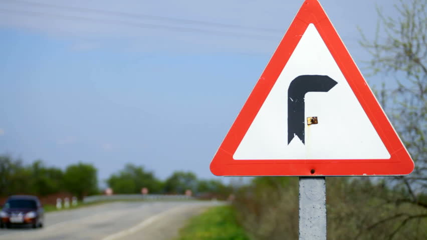 European Sign Warning of a curve in the road