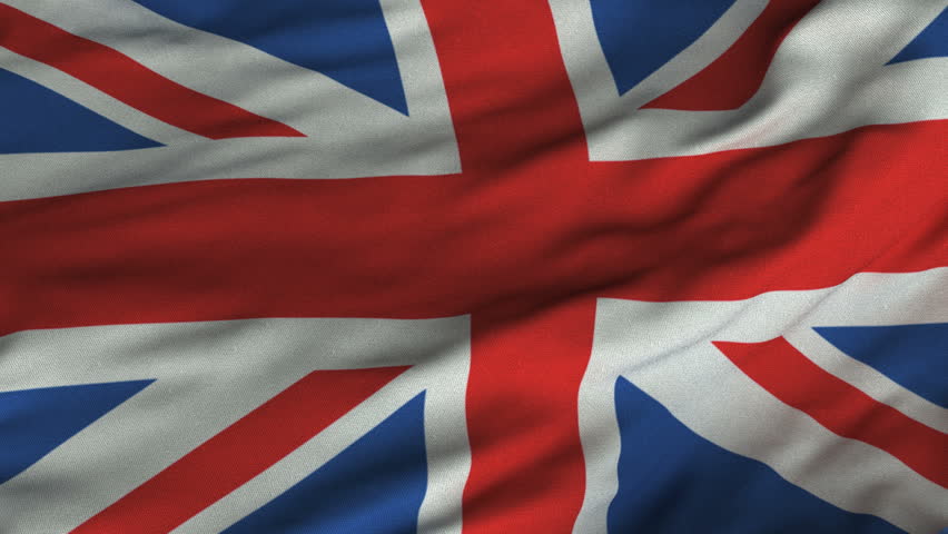 Seamless looping 3D rendering closeup of the flag of the United Kingdom.  Flag has a detailed realistic fabric texture and an accurate design and colors.