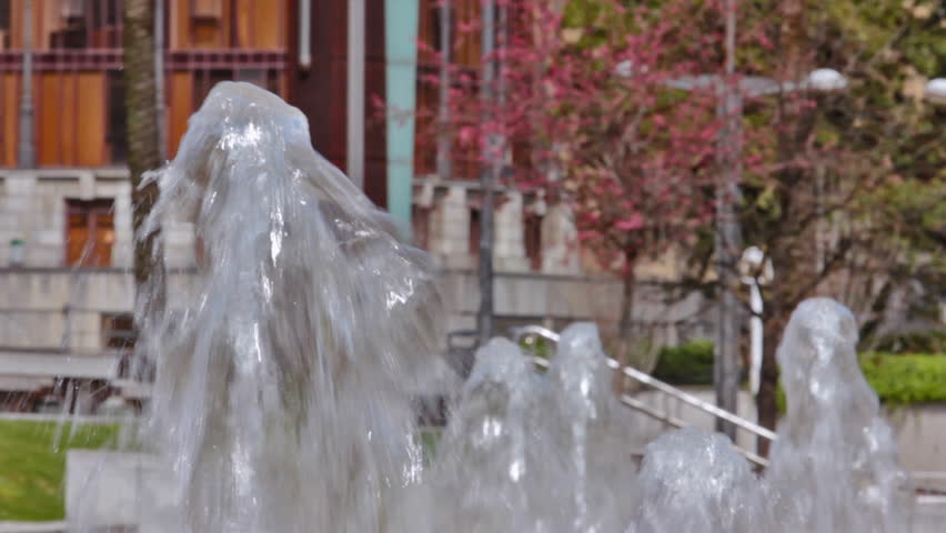 Decorative urban fountain. HD 1920x1080x29.97. Format: Photo-JPEG. Duration: 00:00:20:00 (Realtime).