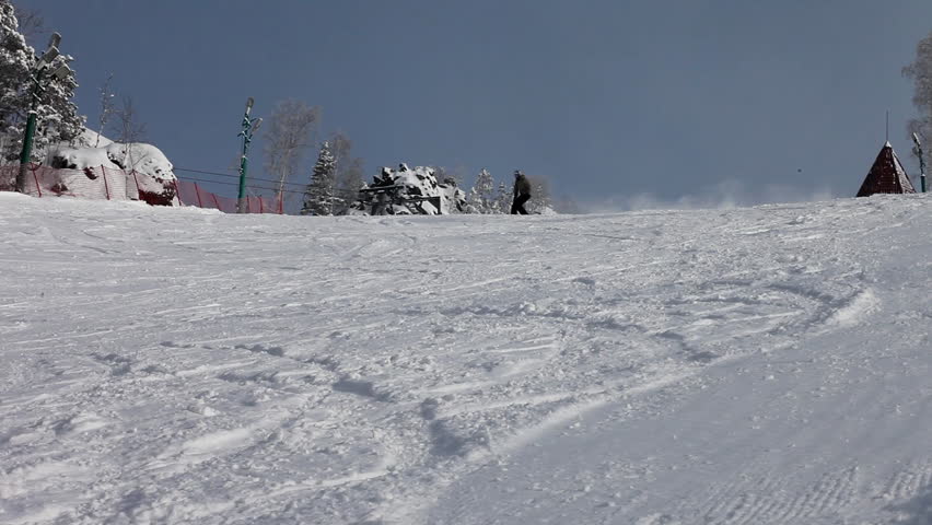 Snowboarding in mountains. Extreme carving.