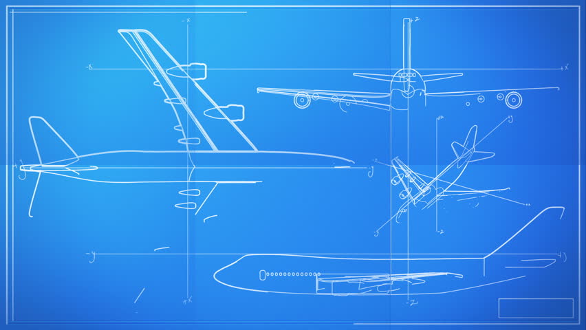 Aircraft Technical Drawing Blueprint Time Lapse