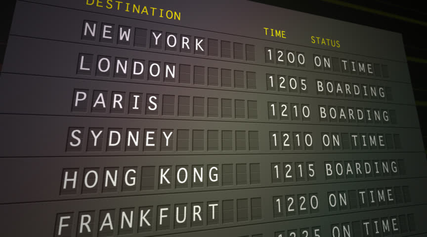 Flight departure board NTSC (anamorphic 16:9)