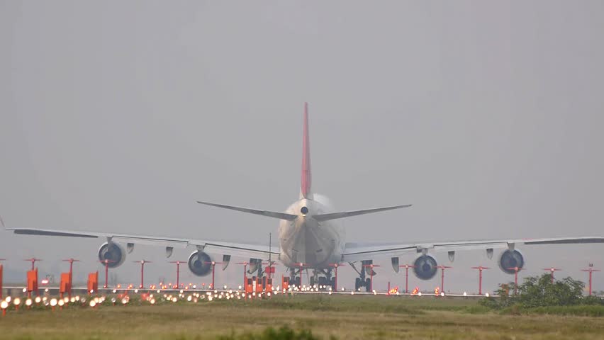 Airplane take off from runway