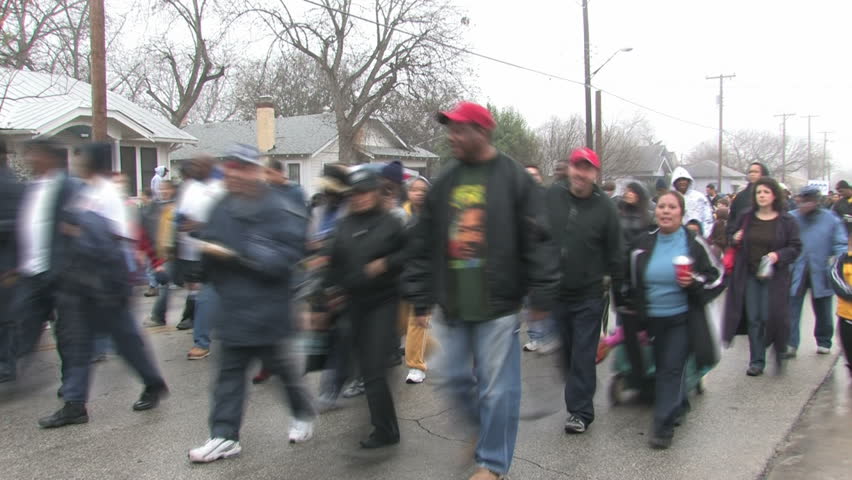Video fast time lapse of the largest Martin Luther King MLK March in the USA in San Antonio, Texas. Editorial. 