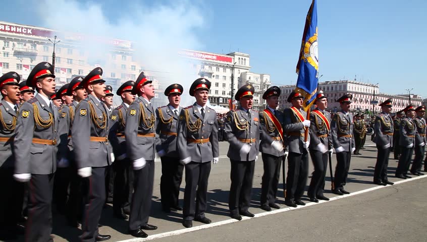 CHELABINSK, RUSSIA - MAY 9: Military parade in honor of 66th anniversary of Victory in Great Patriotic War, 9 May 2011 on Lenin Square in Chelyabinsk, Russia.