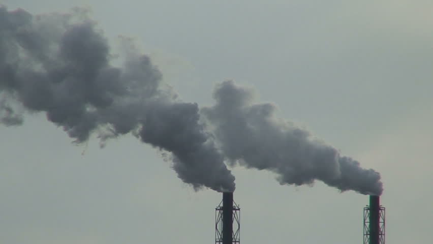 Smoke from chemical factory chimneys two 