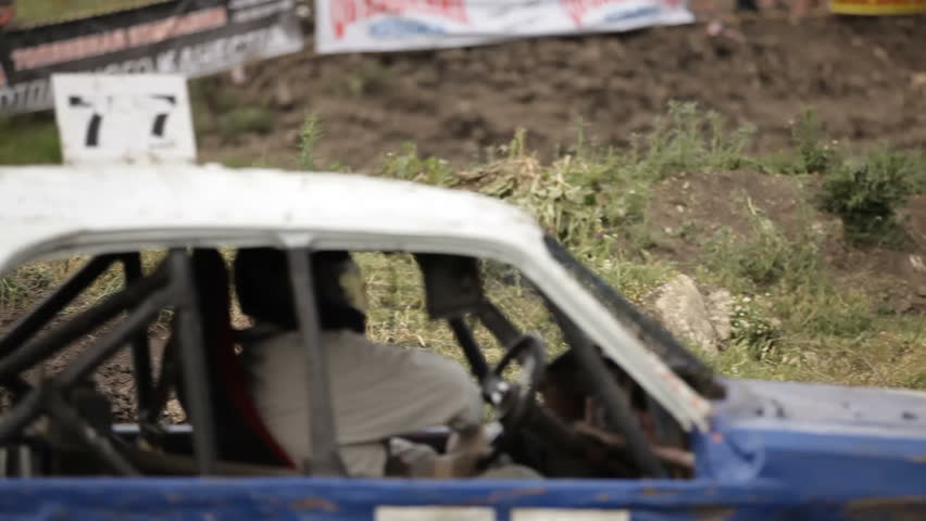 SIMFEROPOL, UKRAINE - JULY 2:  Vintage cars participate in First Cup of Crimea "Prohvat Derby" (extreme auto derby), July 2, 2010, Simferopol, Crimea, Ukraine.  