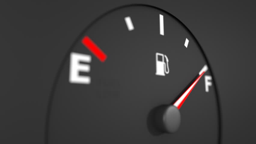 Fuel gauge and pointer moving on it. HD.