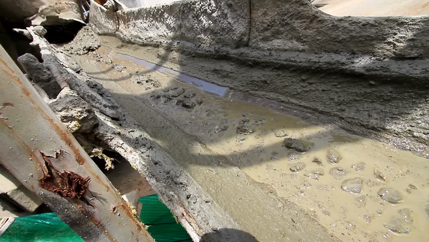 Pouring cement for construction. 