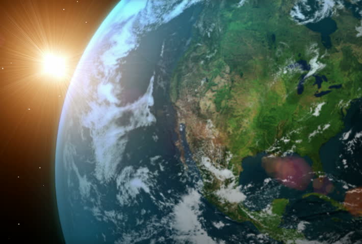 Earth zooming out into space
