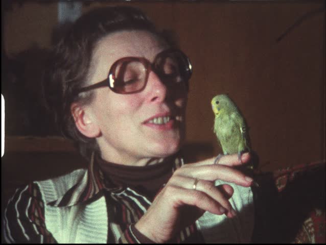 Mother with budgerigar (vintage 8 mm amateur film)