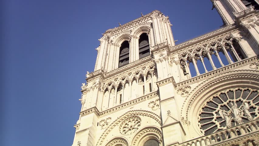 Pan over Notre Dame west facade