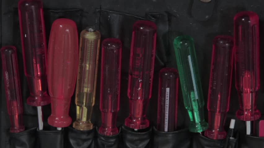set of screw drivers in a box