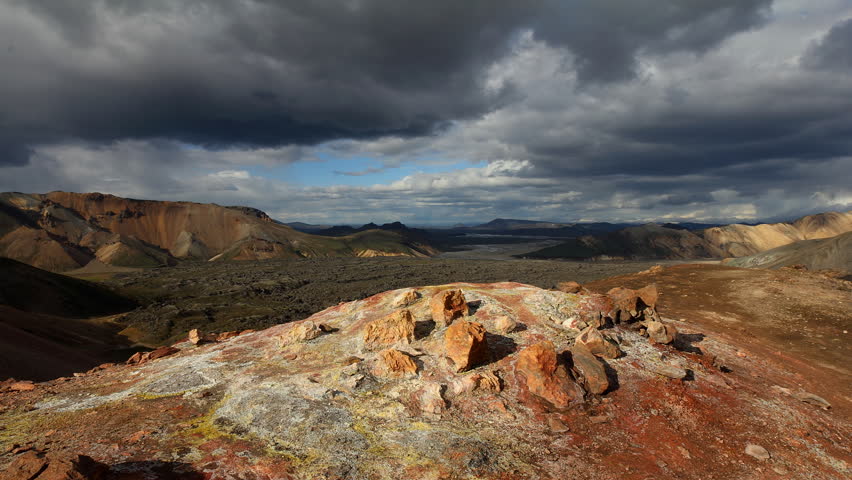 Time lapse sequences of Landmannalaugar, a mountainous geothermal area of Iceland.