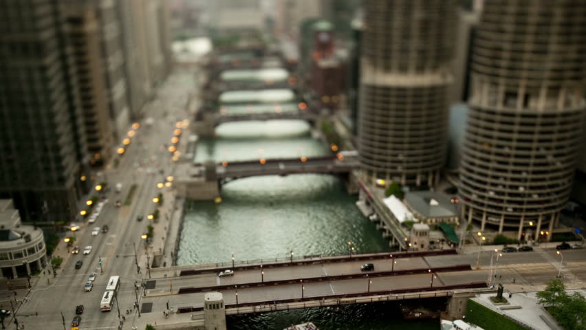 Downtown Chicago River - Tilt Shift 
