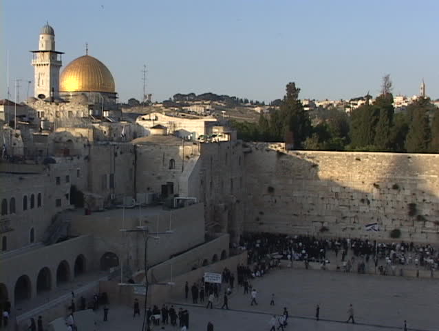 The Dome of the Rock atop the Wailing Wall in the Old City of Jerusalem.