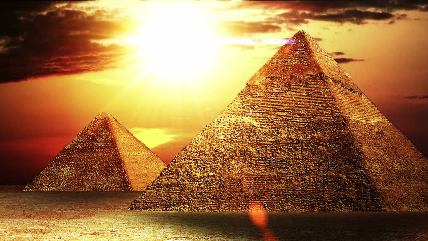 Realistic Egyptian Pyramids with slight camera movement, animation.