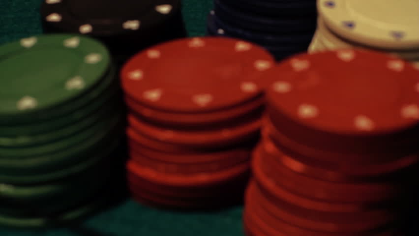 Poker table, professional dolly shot.