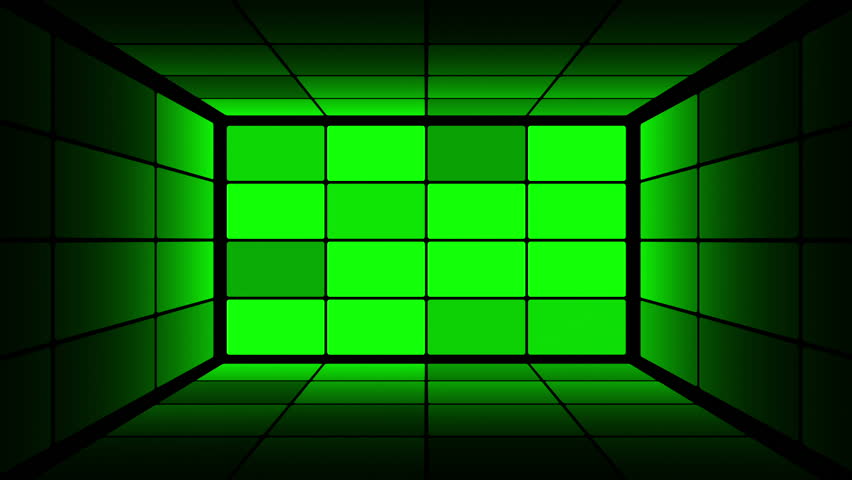 Green screen box design. You can use your custom footage replacing the green areas by using chroma key. Green is pure green so it's a one click keying.