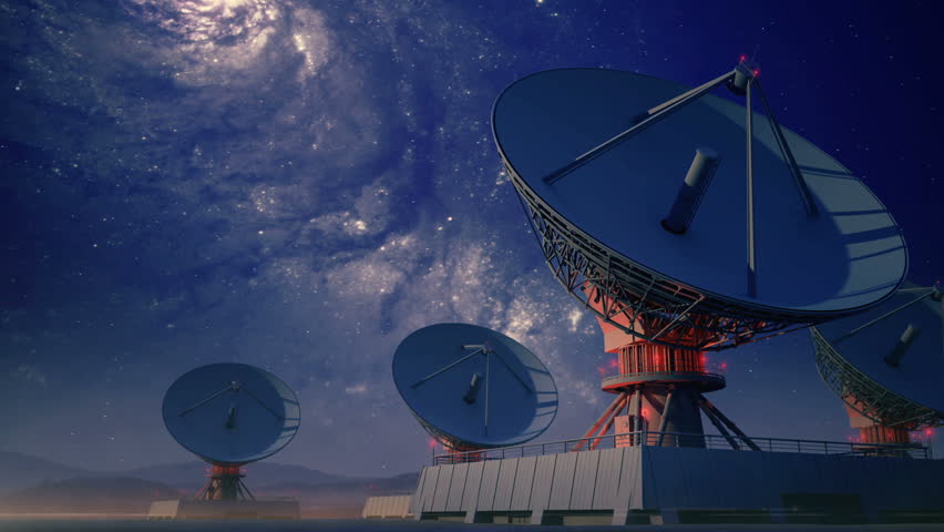 Four radio telescopes watching the stars.