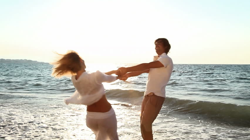 joyful couple playing around