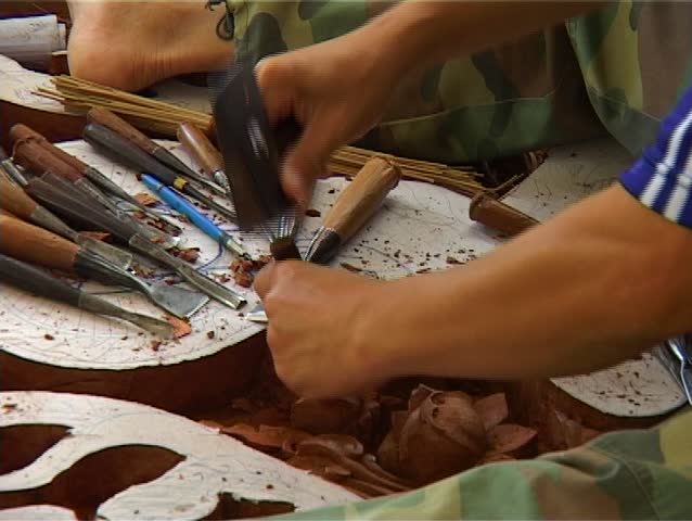Experienced wood carver in Bangkok clip 1 