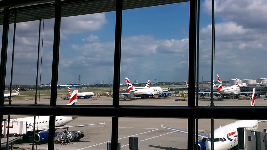 LONDON - CIRCA SEPT 2010: Interior of London Heathrow Airport Terminal circa September 2010 in London. London Heathrow Airport or Heathrow is the busiest airport in the United Kingdom and the third busiest airport in the world.