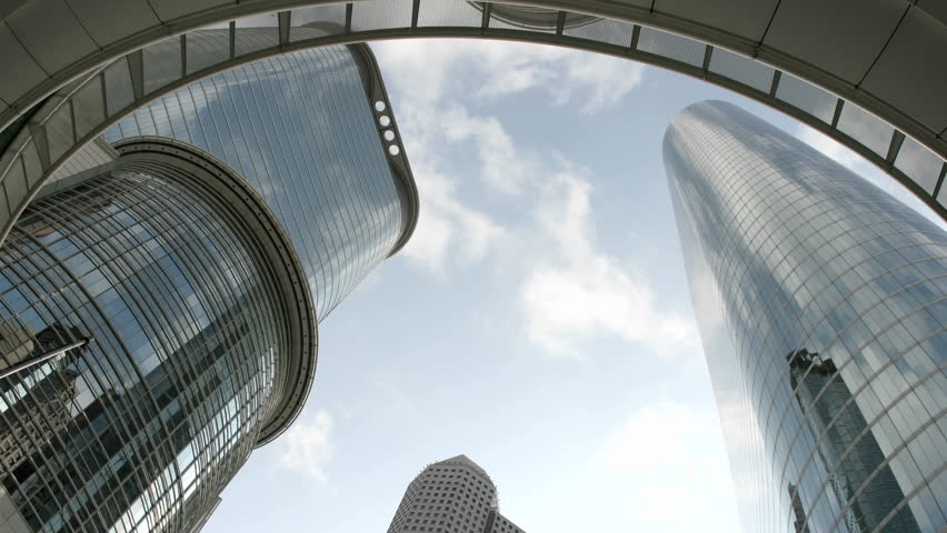 The Houston Oil Company Buildings viewed from beneath an arch.