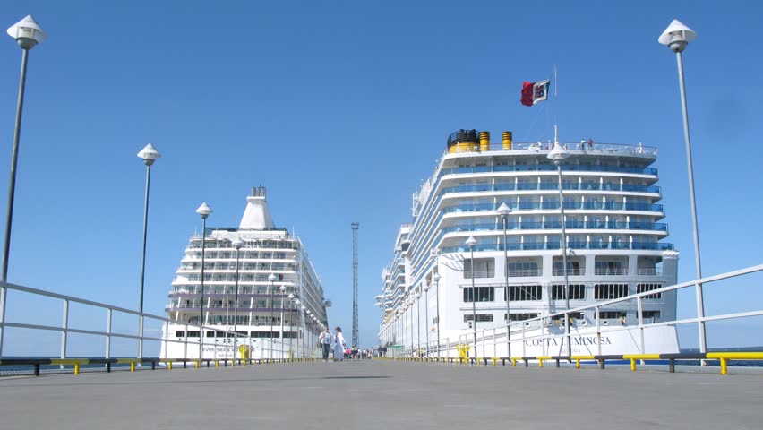 TALLINN, ESTONIA - JULY 17: (Timelapse View) People board Costa Luminosa, July 17, 2011, Tallinn, Estonia. Luminosa is owned and operated by Costa Cruises, a main operating company in Carnival group, with executive control of the groups activities in Euro