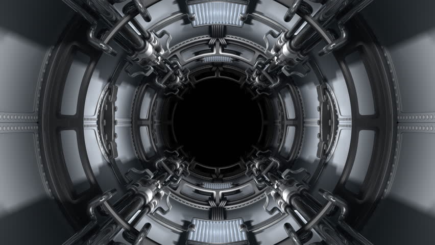 The chamber goes inside a spacecraft. The chamber reaches metal doors. The account begins. The account comes to an end. Doors open. The Alpha Channel is included. 