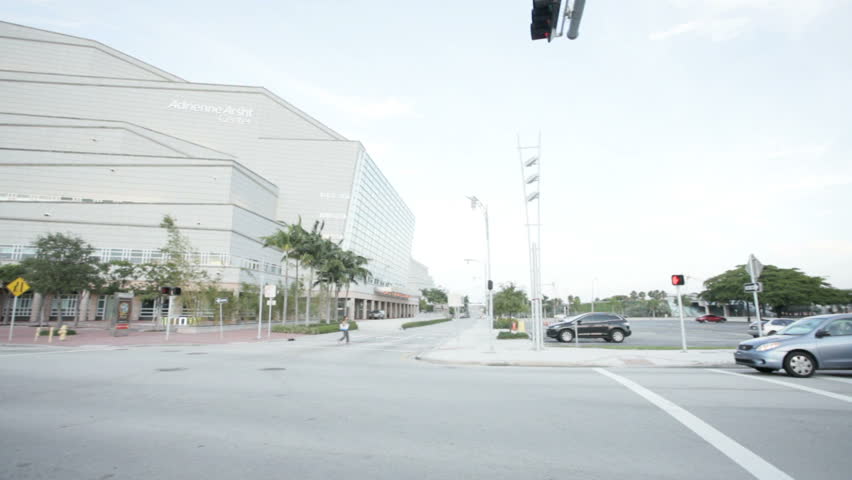 MIAMI, FLORIDA - OCTOBER 12: Camera stabilizer footage of the Adrian Arsht performing arts center in downtown Miami, October 12, 2011, Miami, Florida, United States. The Arsht Center, is Florida's largest performing arts center. 