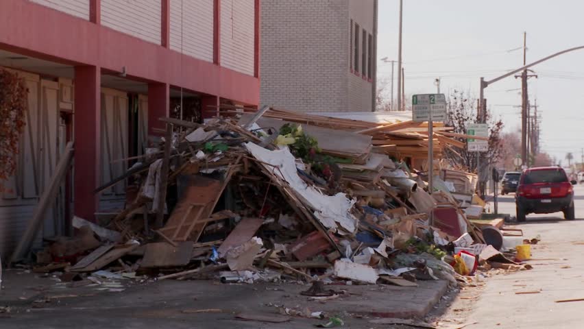 Junk is piled up in the wake of the devastation of Hurricane Ike in Galveston,  Texas.
