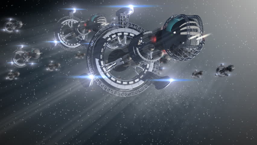 Fantasy alien spaceships in intergalactic travel