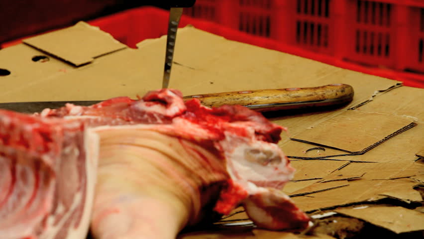 chopping meat