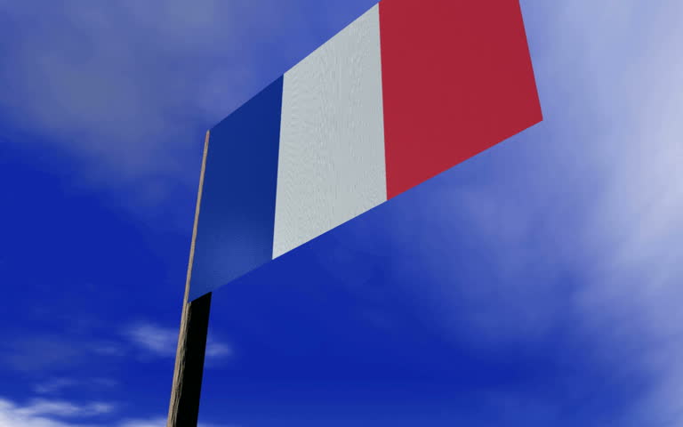 Silk French flag in the wind. Hd, not infinite, 1080p, 95%, Photo-JPG compression.