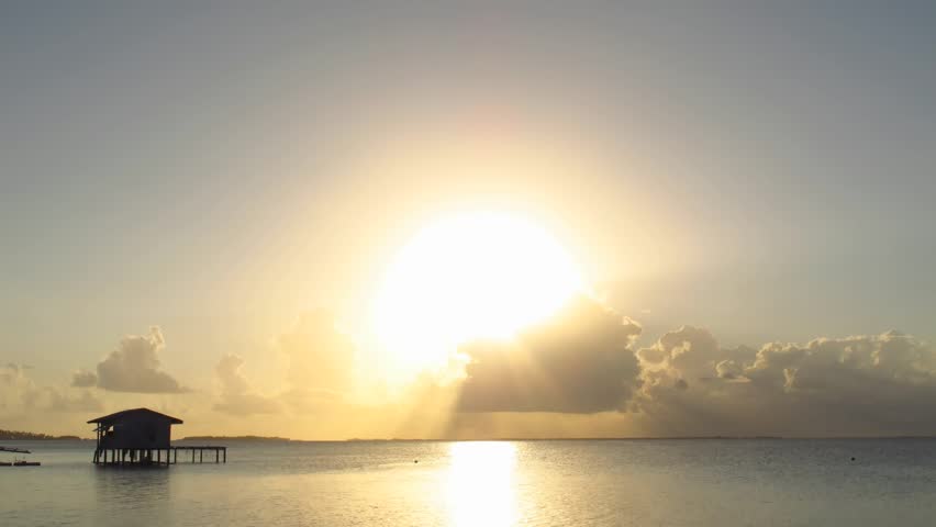 Time Lapse Sunset over Manihi Lagoon, Tuamotos, French Polynesia 