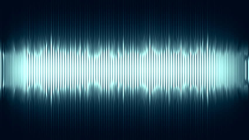 distorted blue and bright audio waves