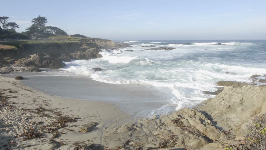 Time lapse of waves breaking at Cypress Point on 17-mile drive in Carmel, California.