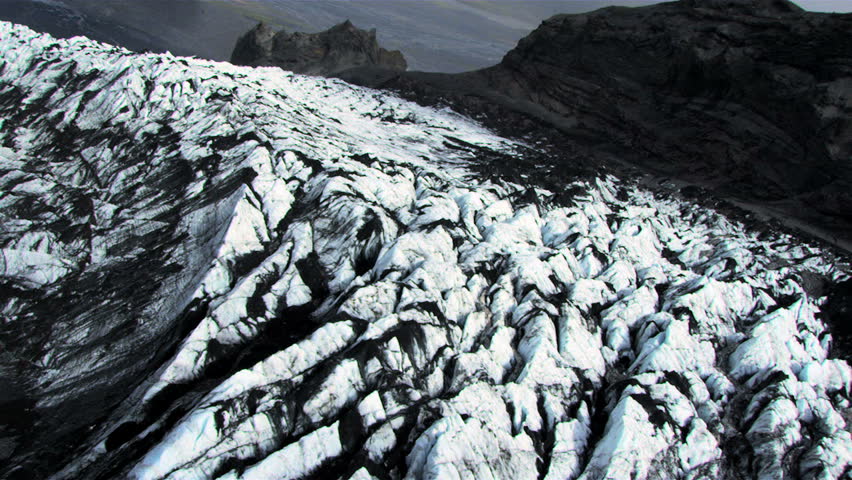 Aerial View of Sedimentary Volcanic Dust on Glacier, Iceland