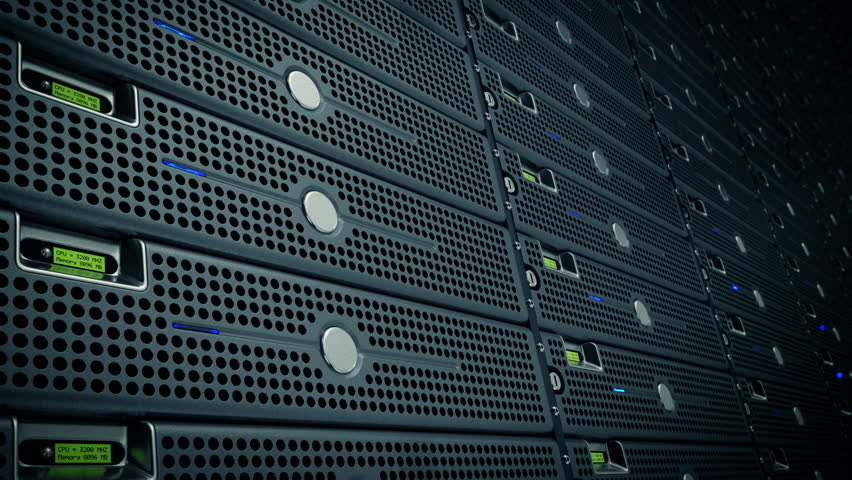 Seamlessly looping animation of rack servers in data center